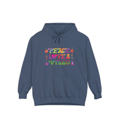 Peace Love & Virgo Unisex Hoodie – Groovy Retro Comfort Colors Midweight Hoodie