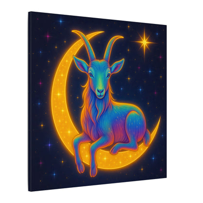 Rainbow Goat on the Moon – Capricorn Celestial Wall Art