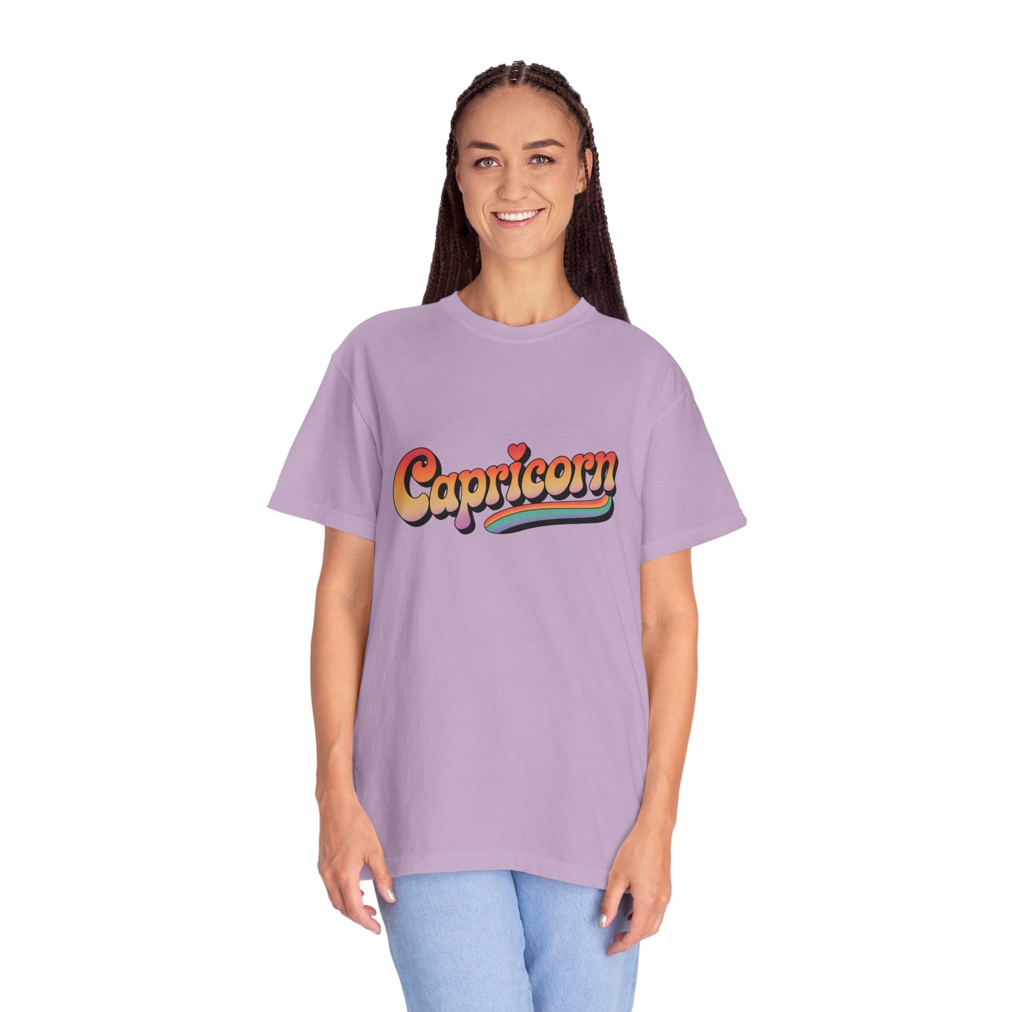 Capricorn – Retro Rainbow Groovy Zodiac Tee