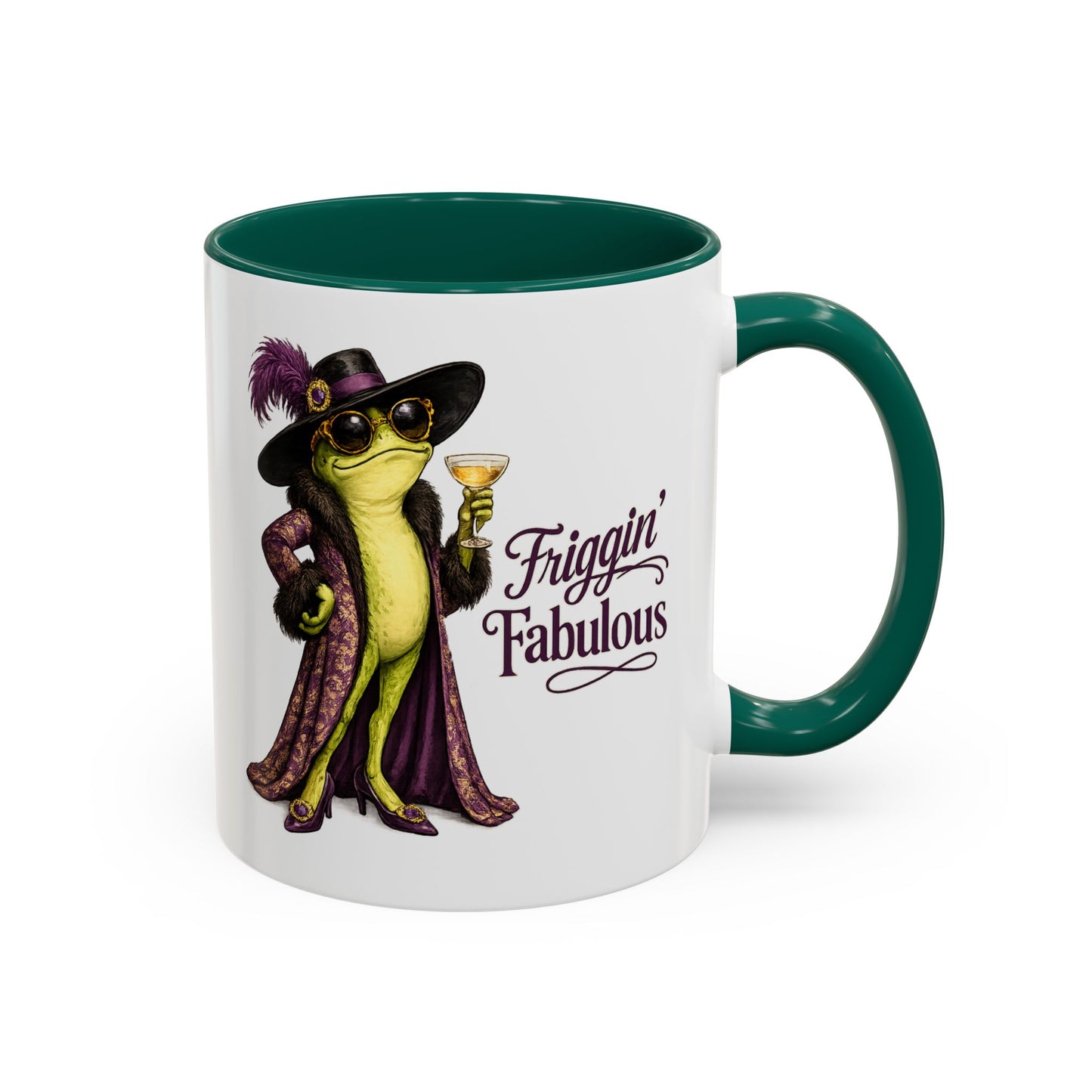 Friggin' Fabulous Frog Mug | Cute Frog Coffee Mug for Women | Funny Glam Frog Gift | Colored Mug