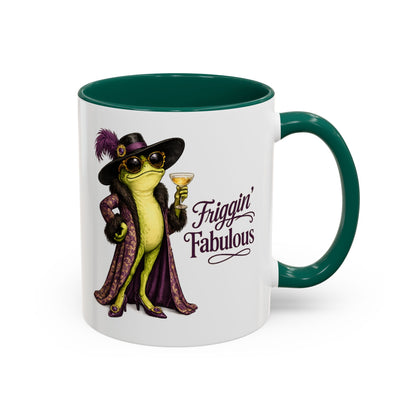 Friggin' Fabulous Frog Mug | Cute Frog Coffee Mug for Women | Funny Glam Frog Gift | Colored Mug