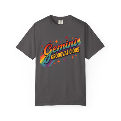 Gemini Groovalicious - Retro Disco Rainbow Zodiac Tee - Enchanted Sky