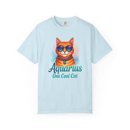 Aquarius One Cool Cat – Zodiac Kitty Vibes Tee