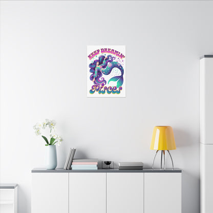 Keep Dreamin’ Pisces Mermaid – Retro Rainbow Zodiac Canvas Wall Art