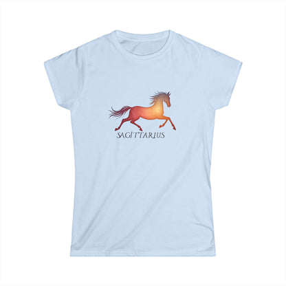 Sagittarius Women’s Softstyle Tee – Empowering Celestial Horse Zodiac Shirt