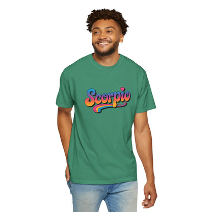 Scorpio Retro Groovy Tee – Multicolor Zodiac Shirt