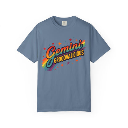 Gemini Groovalicious - Retro Disco Rainbow Zodiac Tee - Enchanted Sky