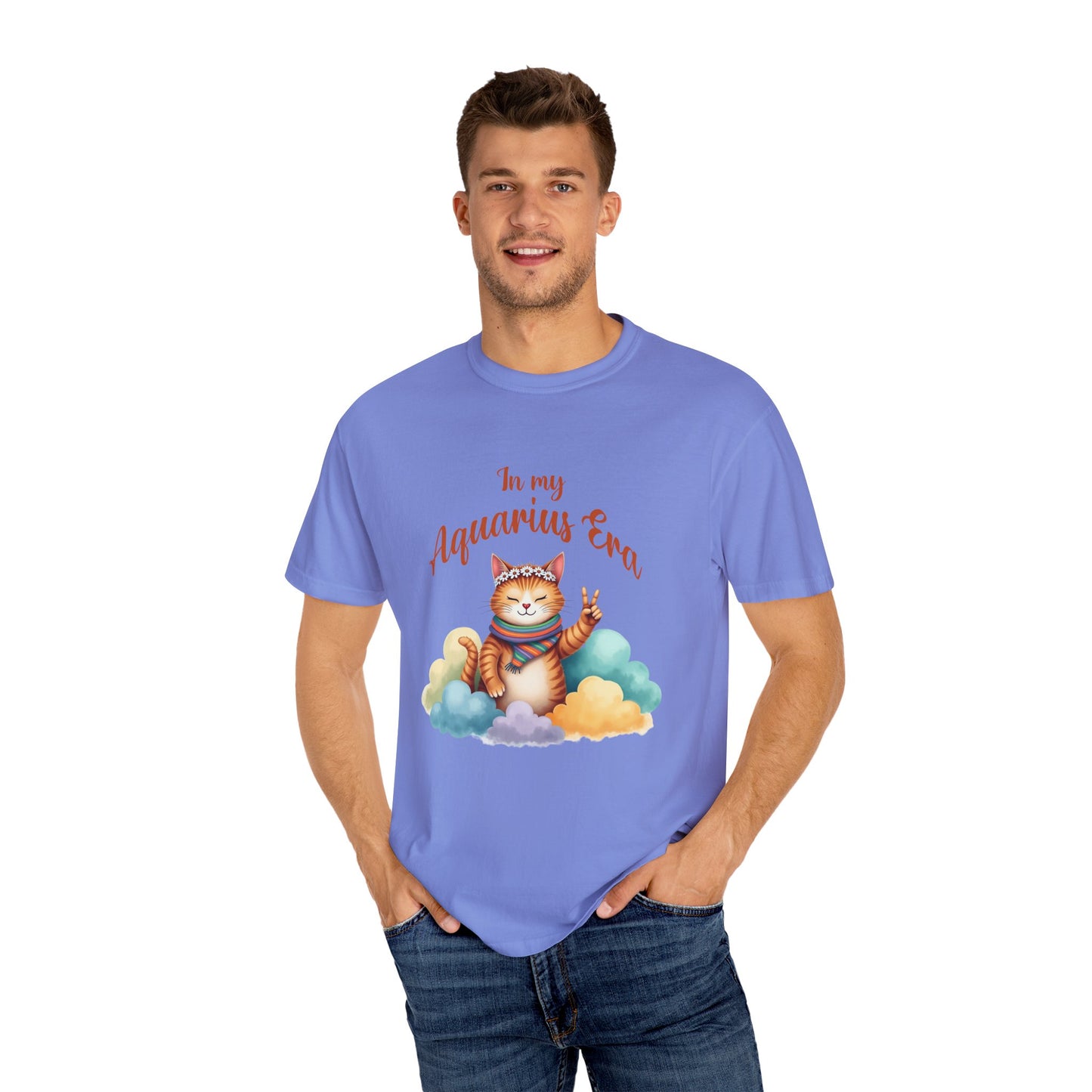 In My Aquarius Era Tee – Colorful Funny Zodiac Cat Shirt