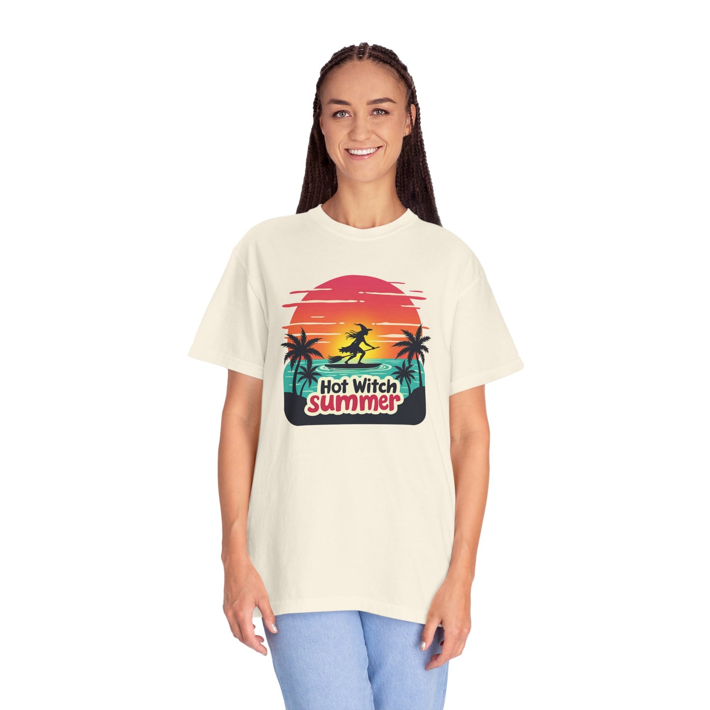 Hot Witch Summer - Surfing Retro Sunset Beach Tee