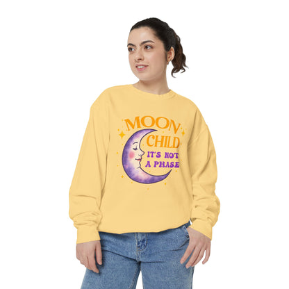 Moon Child It's Not a Phase Unisex Crewneck – Colorful Celestial Comfort Colors Midweight Sweatshirt