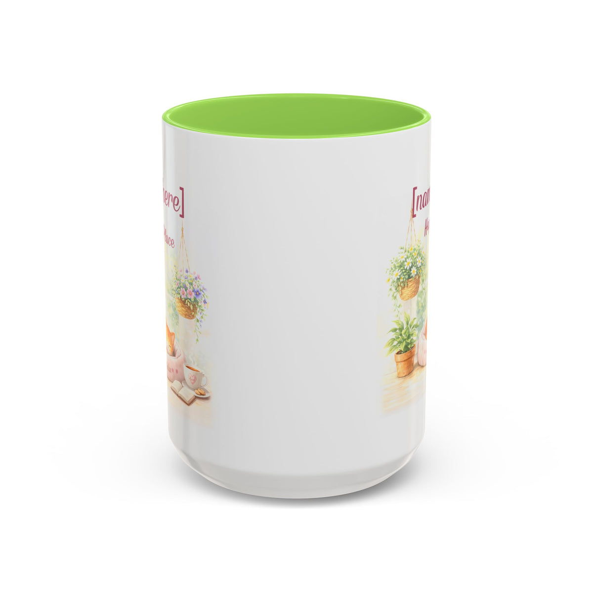 Personalized Name Cat Mug - Custom "Happy Place" Ceramic Mug for Cat Lovers