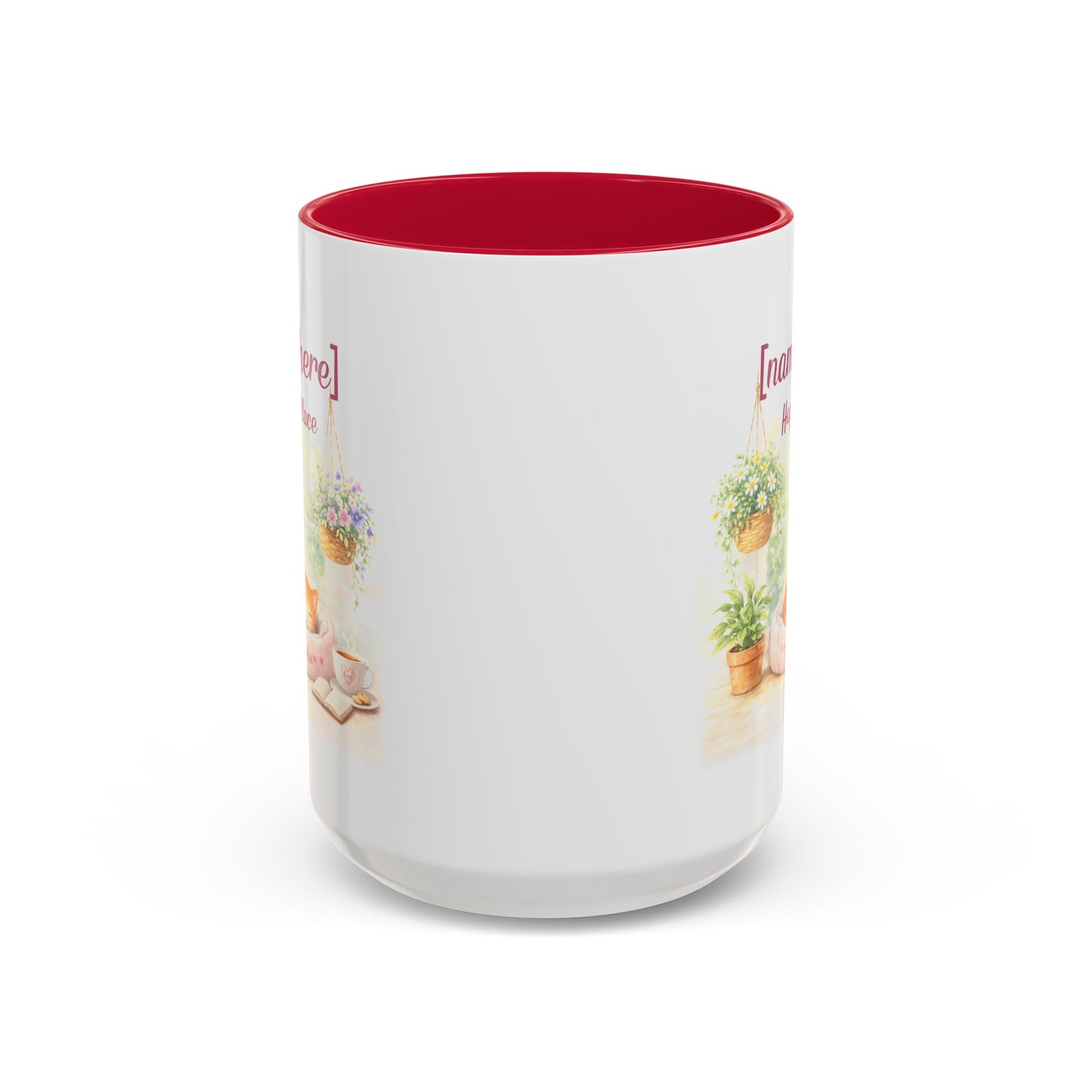 Personalized Name Cat Mug - Custom "Happy Place" Ceramic Mug for Cat Lovers