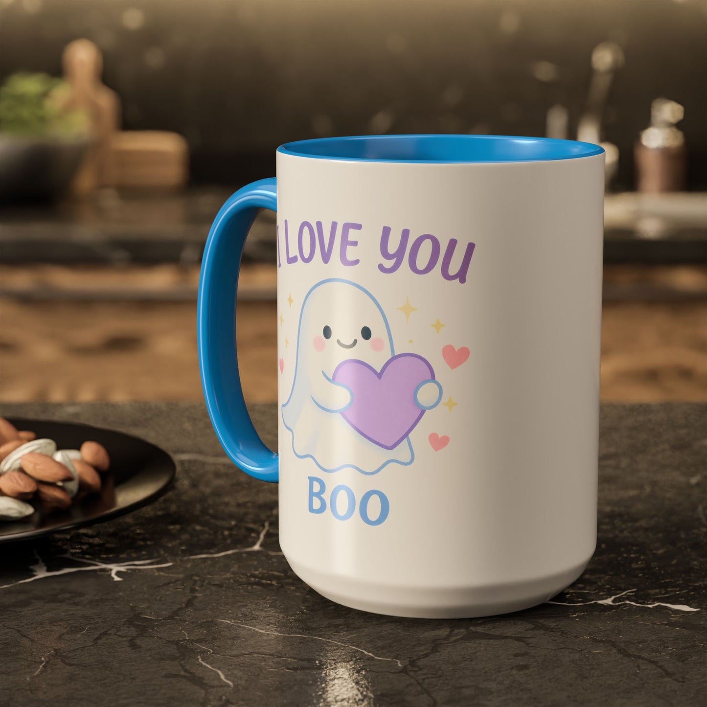 I Love You Boo – Cute Ghost Love Mug (Blue Accent 11oz & 15oz)