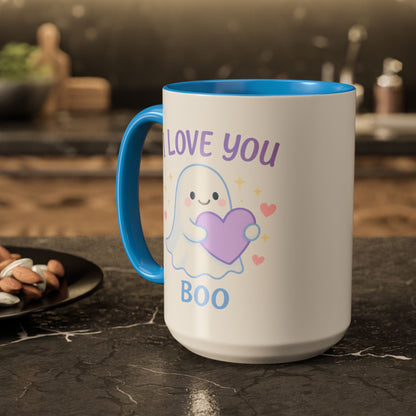 I Love You Boo – Cute Ghost Love Mug (Blue Accent 11oz & 15oz)