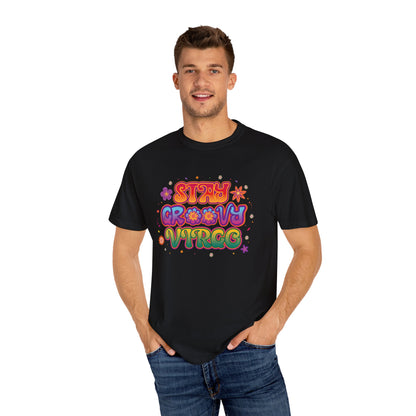 STAY GROOVY VIRGO – Retro Psychedelic Zodiac Tee