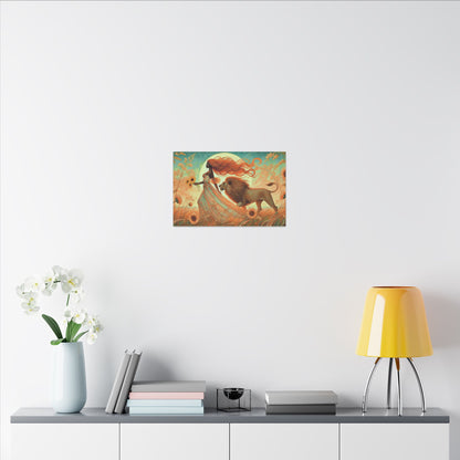 Leo Zodiac Wall Art, Lion Goddess Canvas Print, Astrology Home Decor, Leo Gift for Her, Sunflower Leo Painting, Star Sign Wall Decor