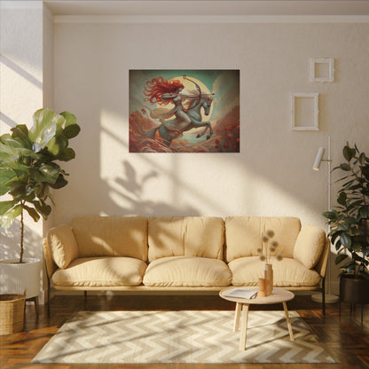 Sagittarius Zodiac Wall Art, Archer Goddess Canvas Print, Astrology Home Decor, Sagittarius Gift for Her, Celestial Centaur Painting, Star Sign Wall Decor