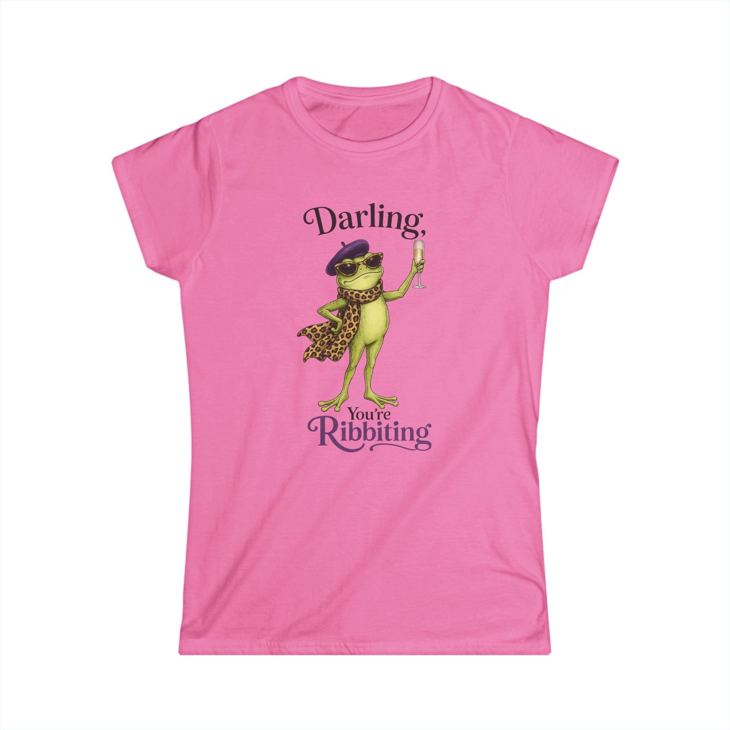 Darling, You’re Ribbiting Women’s Frog Tee | Funny Fashion Frog Affirmation Shirt | Glam Frog Graphic Tee