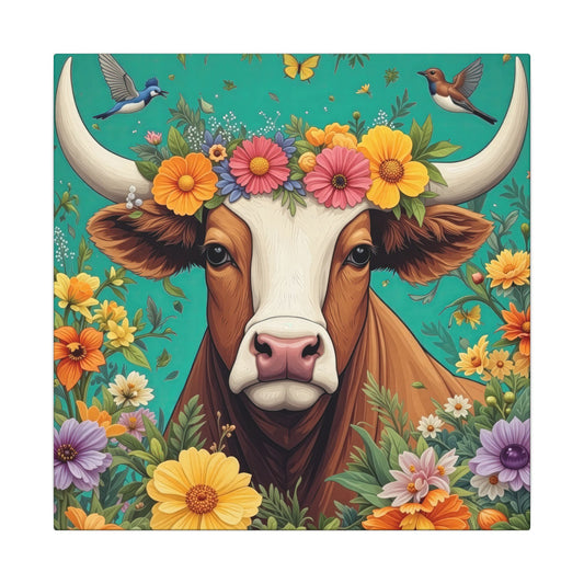 Bull in Bloom – Colorful Floral Taurus Wall Art