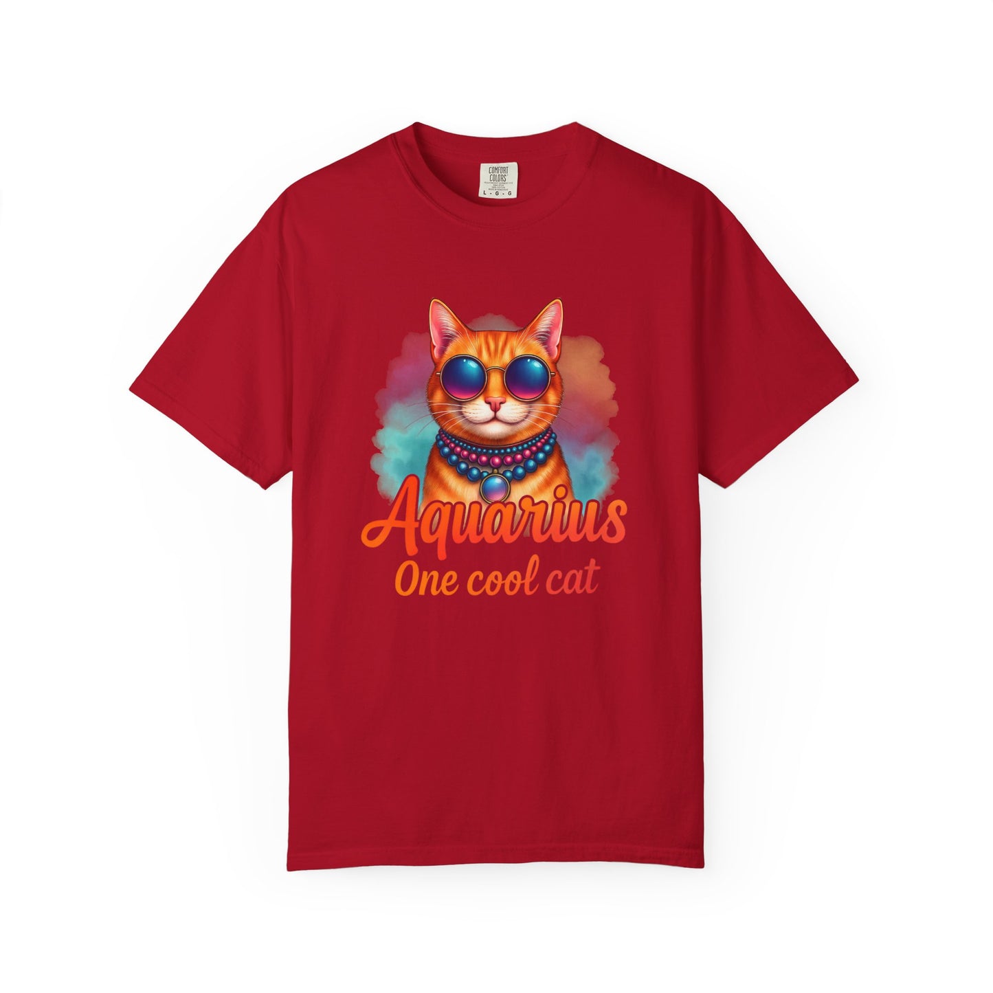 Aquarius One Cool Cat – Funky Retro Zodiac Tee - Enchanted Sky