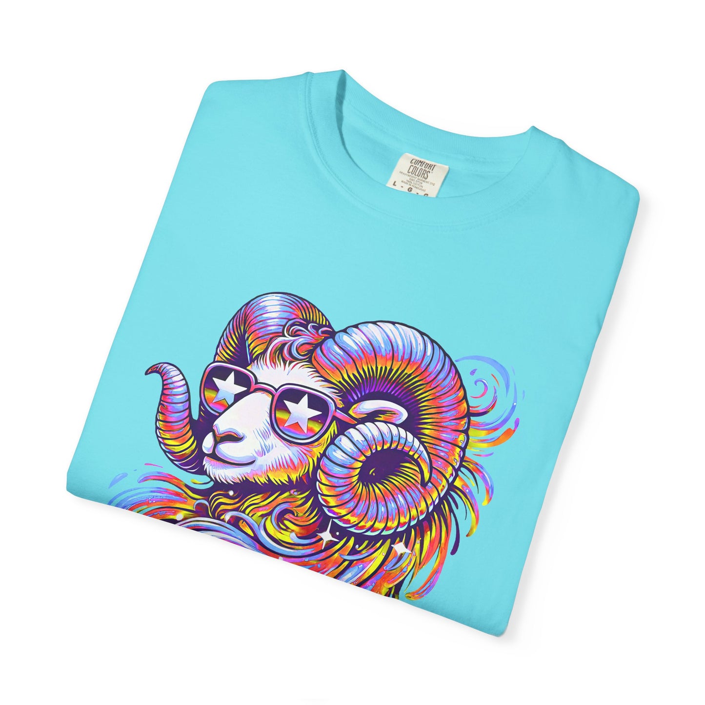 Psychedelic Aries Ram Tee – Retro Multicolor Zodiac Shirt