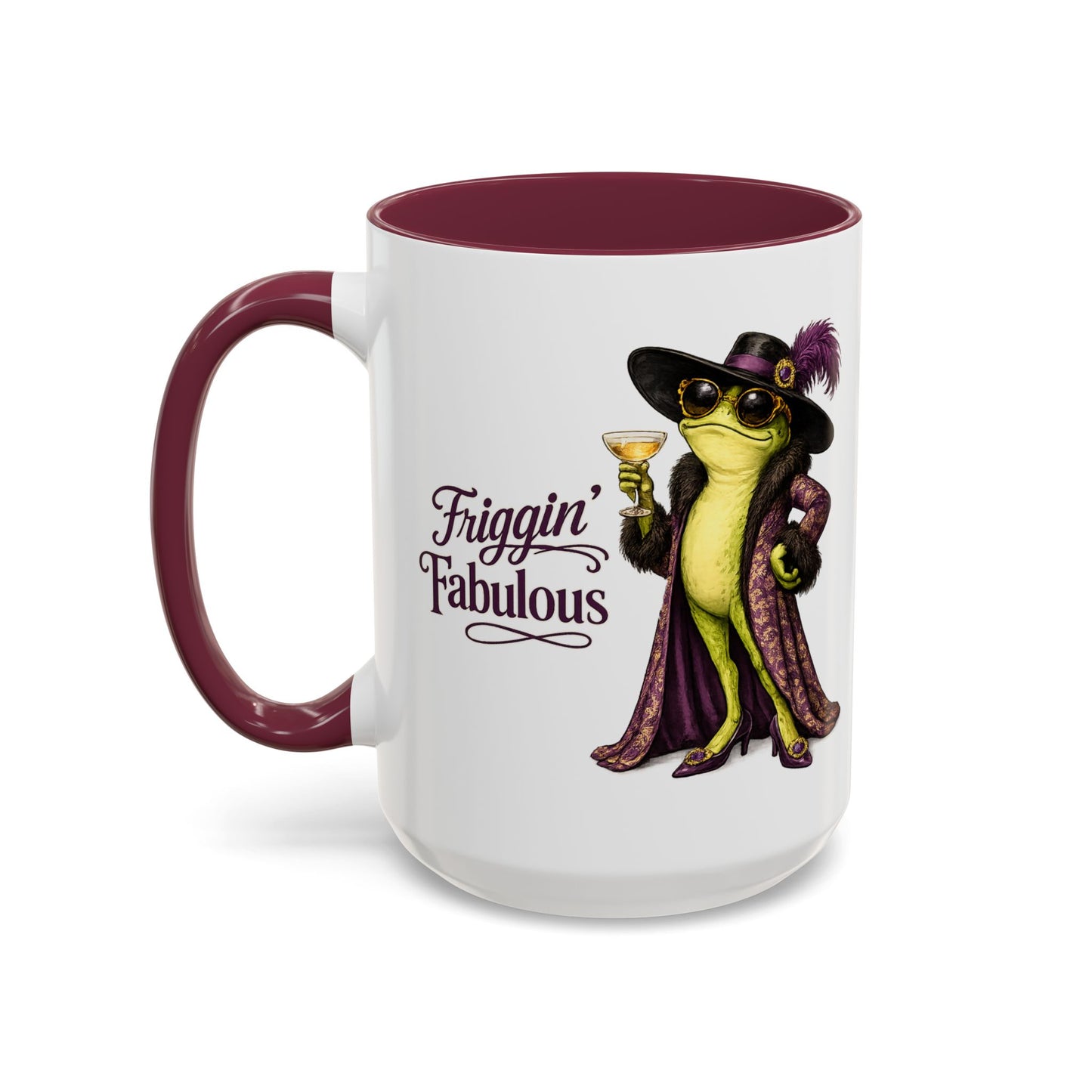 Friggin' Fabulous Frog Mug | Cute Frog Coffee Mug for Women | Funny Glam Frog Gift | Colored Mug