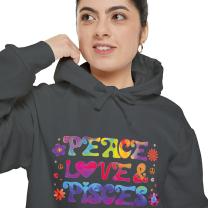 Peace Love & Pisces Unisex Hoodie – Groovy Retro Comfort Colors Midweight Hoodie