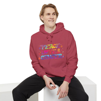 Peace Love & Cancer Unisex Hoodie – Groovy Retro Comfort Colors Midweight Hoodie