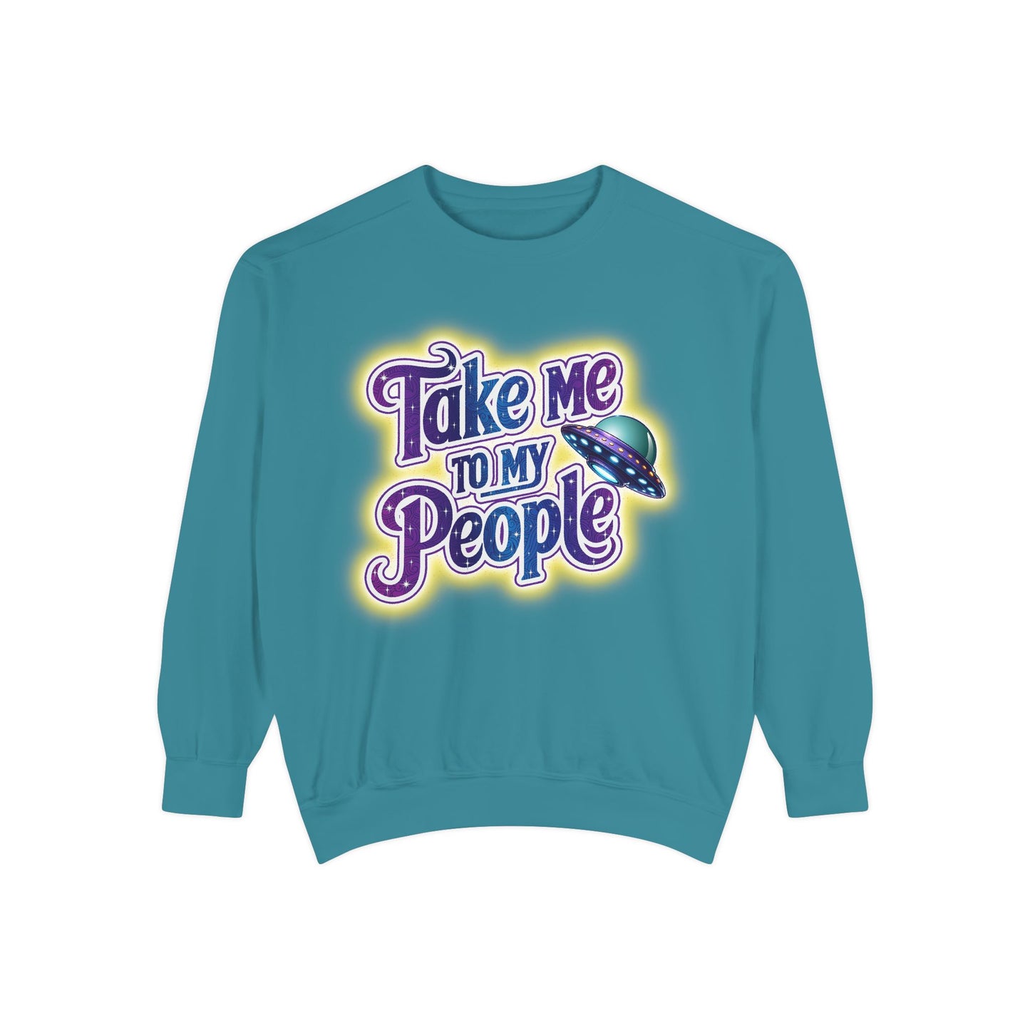 Take Me To My People Sweatshirt – Retro UFO Alien Pullover