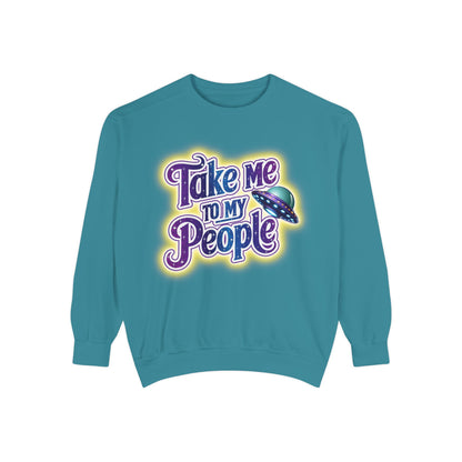 Take Me To My People Sweatshirt – Retro UFO Alien Pullover