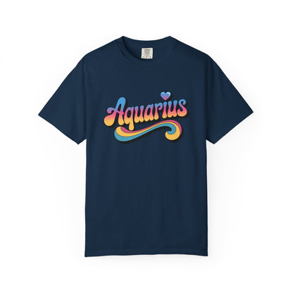 Aquarius – Retro Groovy Zodiac Tee