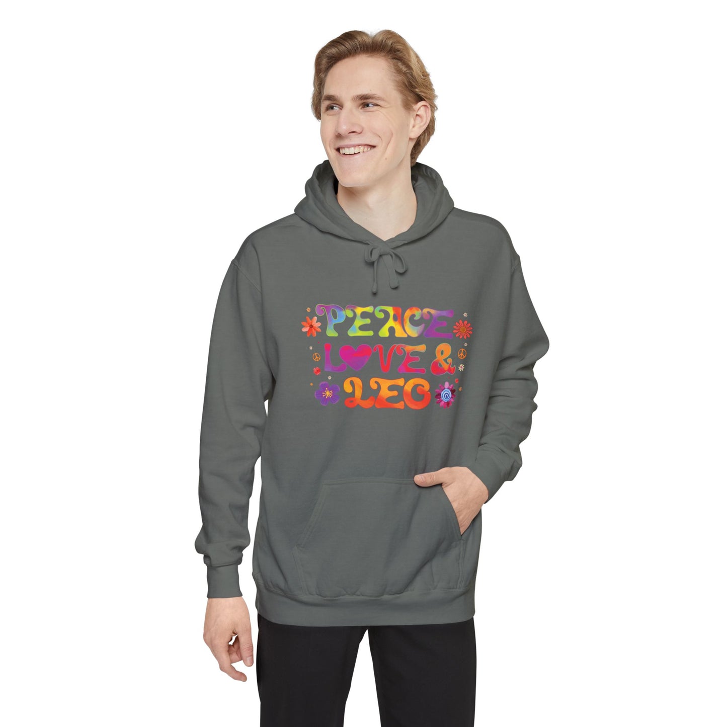 Peace Love & Leo Unisex Hoodie – Groovy Retro Comfort Colors Midweight Hoodie