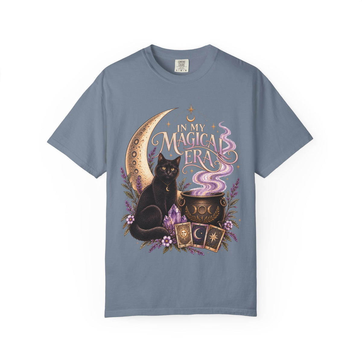 Witchy Floral Black Cat Shirt - In My Magical Era Vintage Celestial Tee