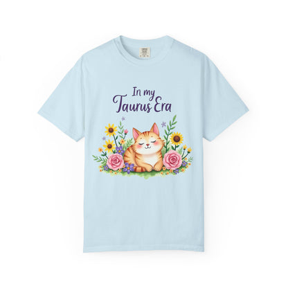 In My Taurus Era Tee – Colorful Zodiac Cat Shirt