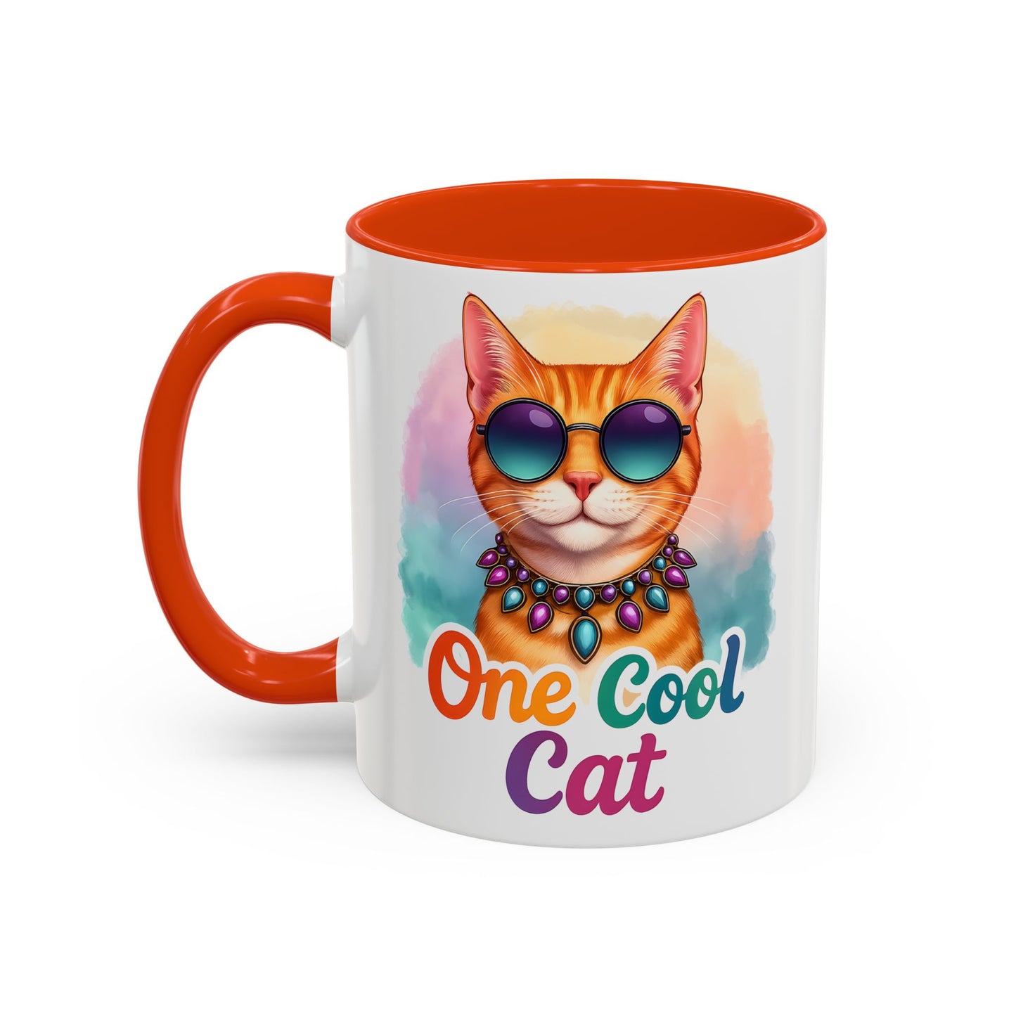 One Cool Cat – Groovy Fun Colorful Kitty Mug (Blue Accent, 11oz & 15oz)