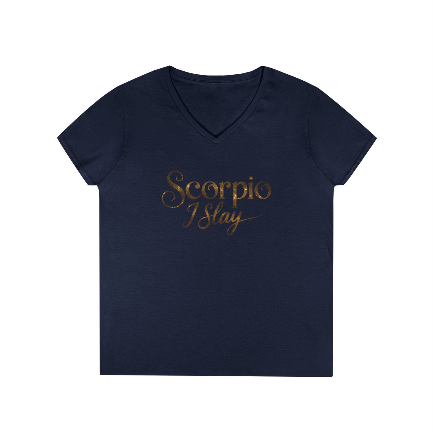 Scorpio I Slay Women’s V-Neck Tee – Empowering Elegant Zodiac Shirt