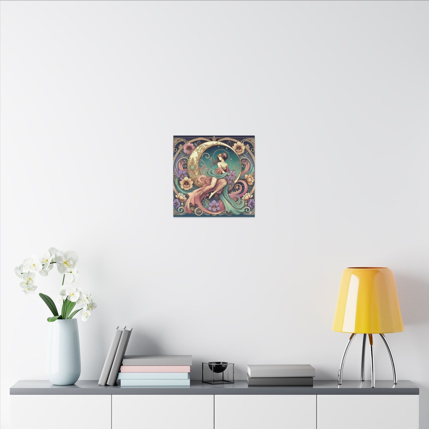Floral Moon Muse – Art Nouveau Goddess Wall Art