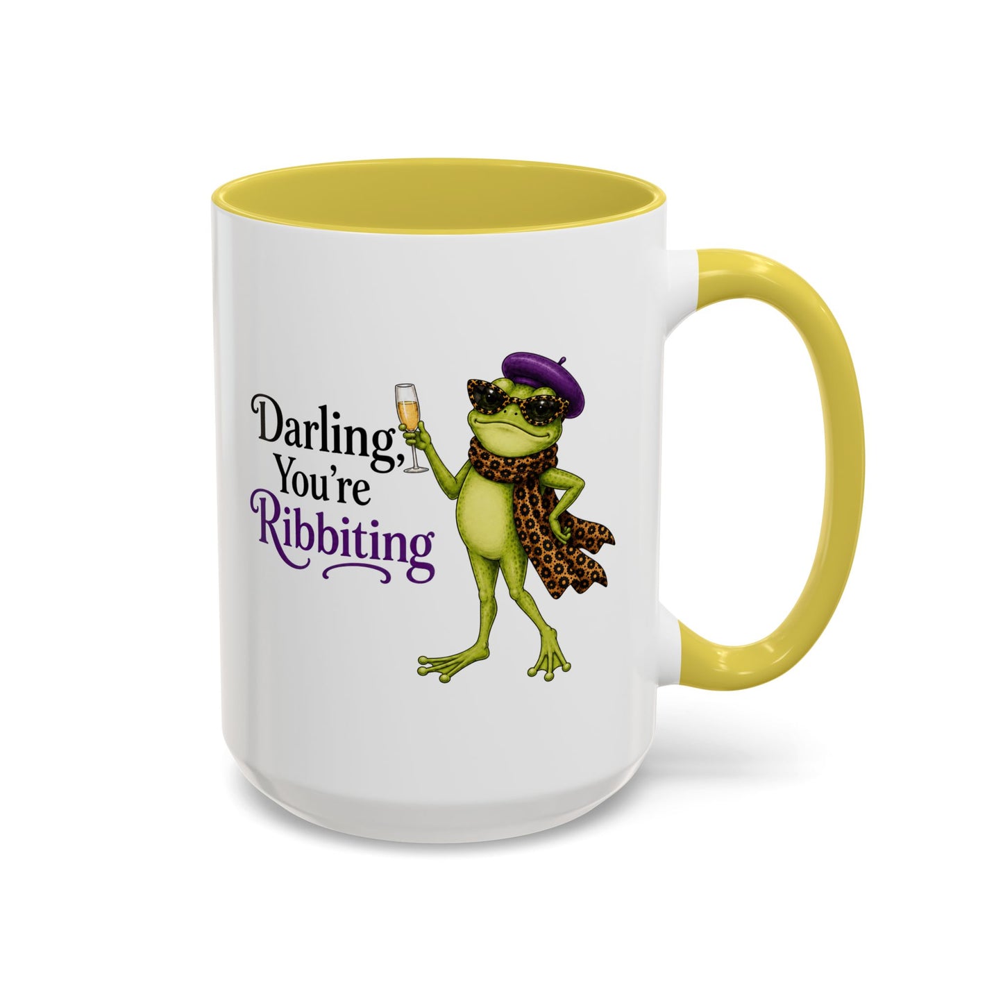 Darling You're Ribbiting Frog Mug | Funny Fashion Frog Coffee Mug | Glam Frog Gift for Women | Colored Mug
