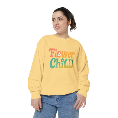 Flower Child Unisex Crewneck – Groovy Flower Power Comfort Colors Midweight Sweatshirt