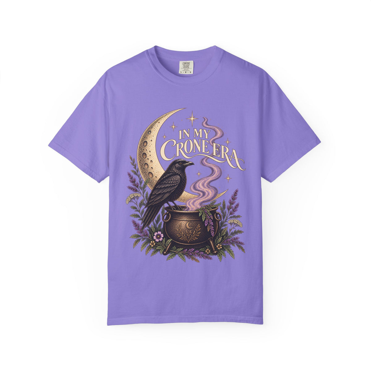 Crone Era Shirt, Witchy Gothic Botanical Raven Cauldron Tee