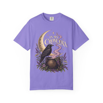 Crone Era Shirt, Witchy Gothic Botanical Raven Cauldron Tee