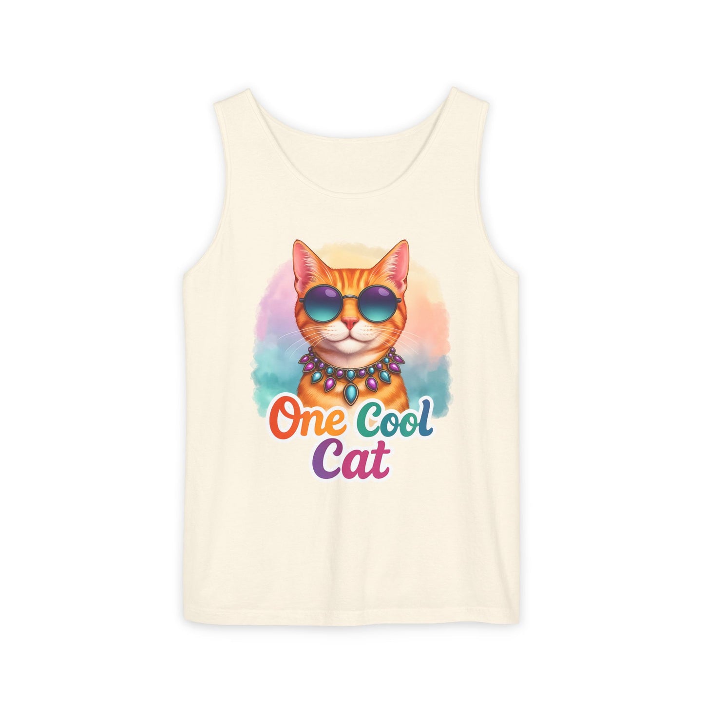 One Cool Cat – Colorful Retro Sassy Cat Tank (Unisex)