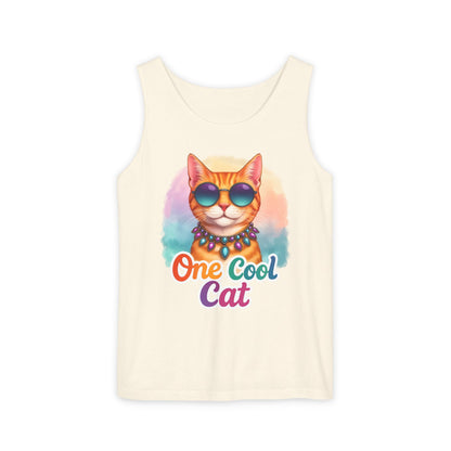 One Cool Cat – Colorful Retro Sassy Cat Tank (Unisex)