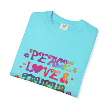 Peace Love & Taurus – Earthy Retro Zodiac Tee
