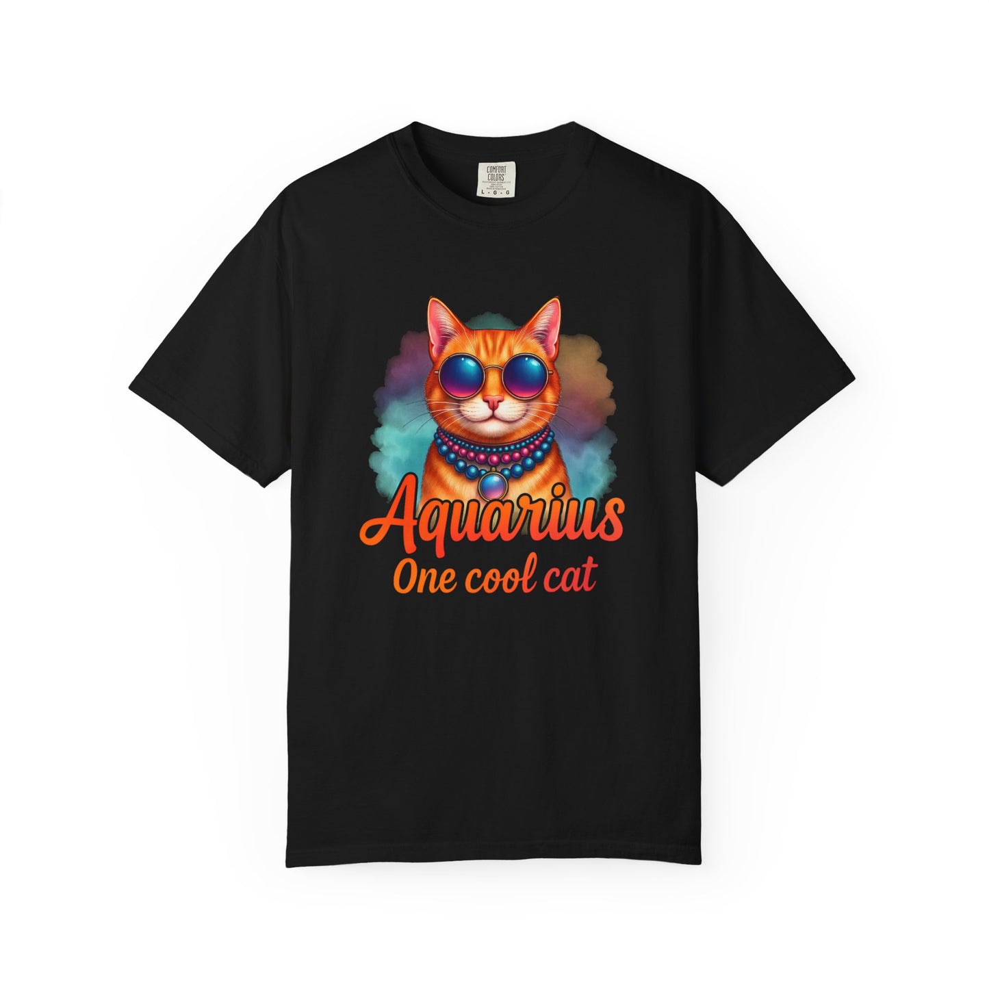 Aquarius One Cool Cat – Funky Retro Zodiac Tee - Enchanted Sky