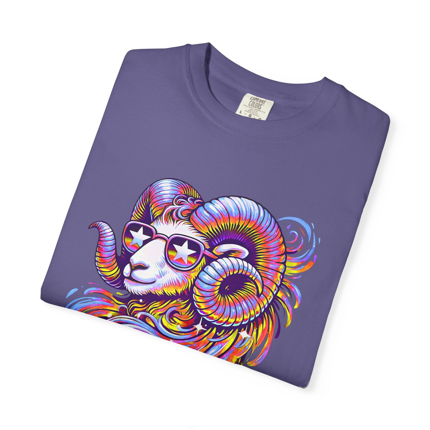 Psychedelic Aries Ram Tee – Retro Multicolor Zodiac Shirt