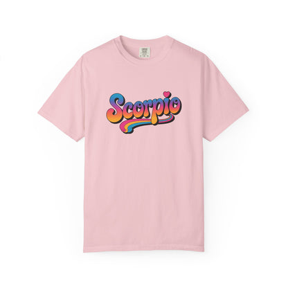 Scorpio Retro Groovy Tee – Multicolor Zodiac Shirt