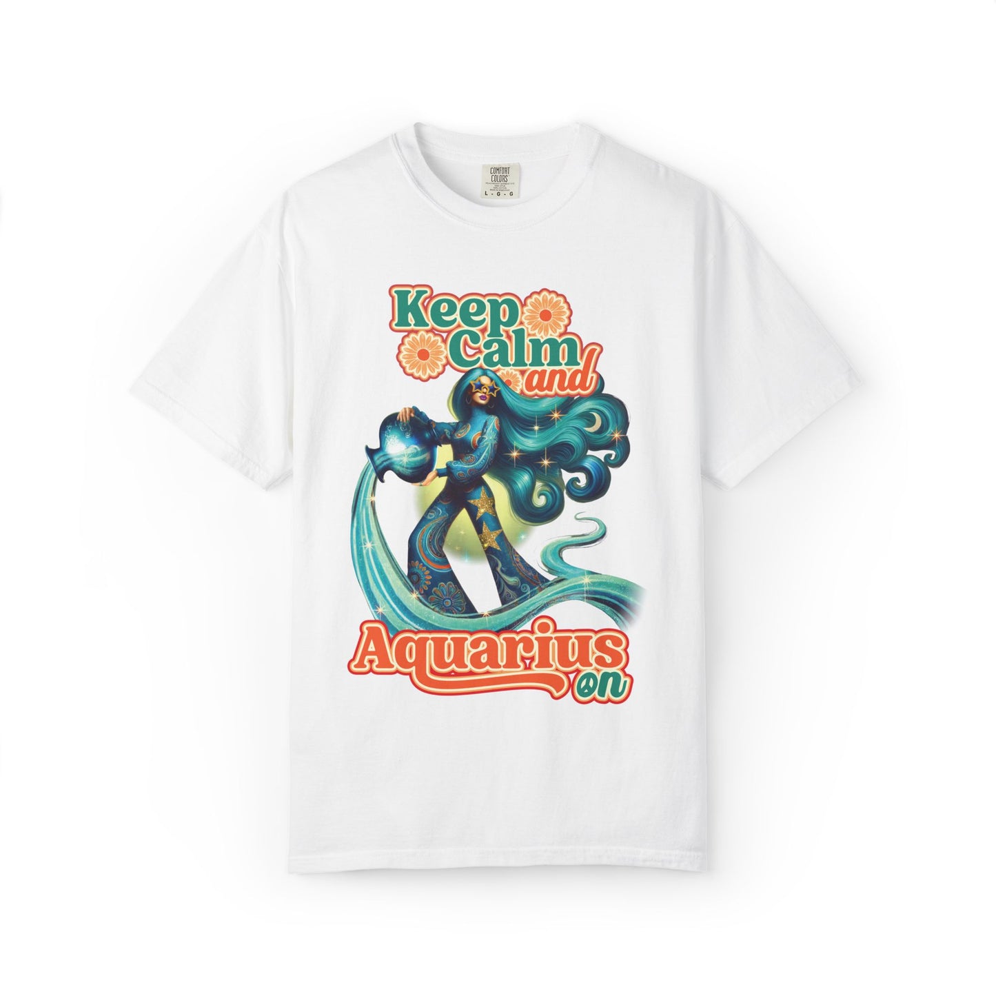 Keep Calm and Aquarius On – Retro Water Bearer Zodiac Tee