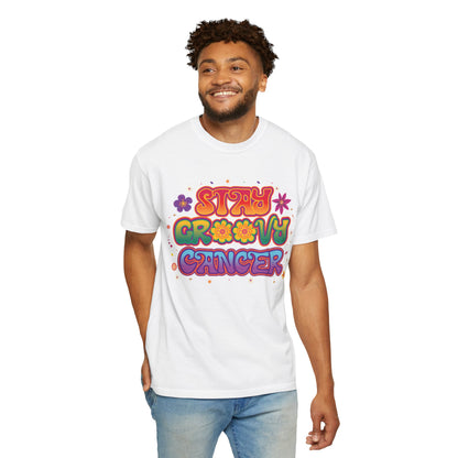 Stay Groovy Cancer Tee – Retro Colorful Zodiac Shirt