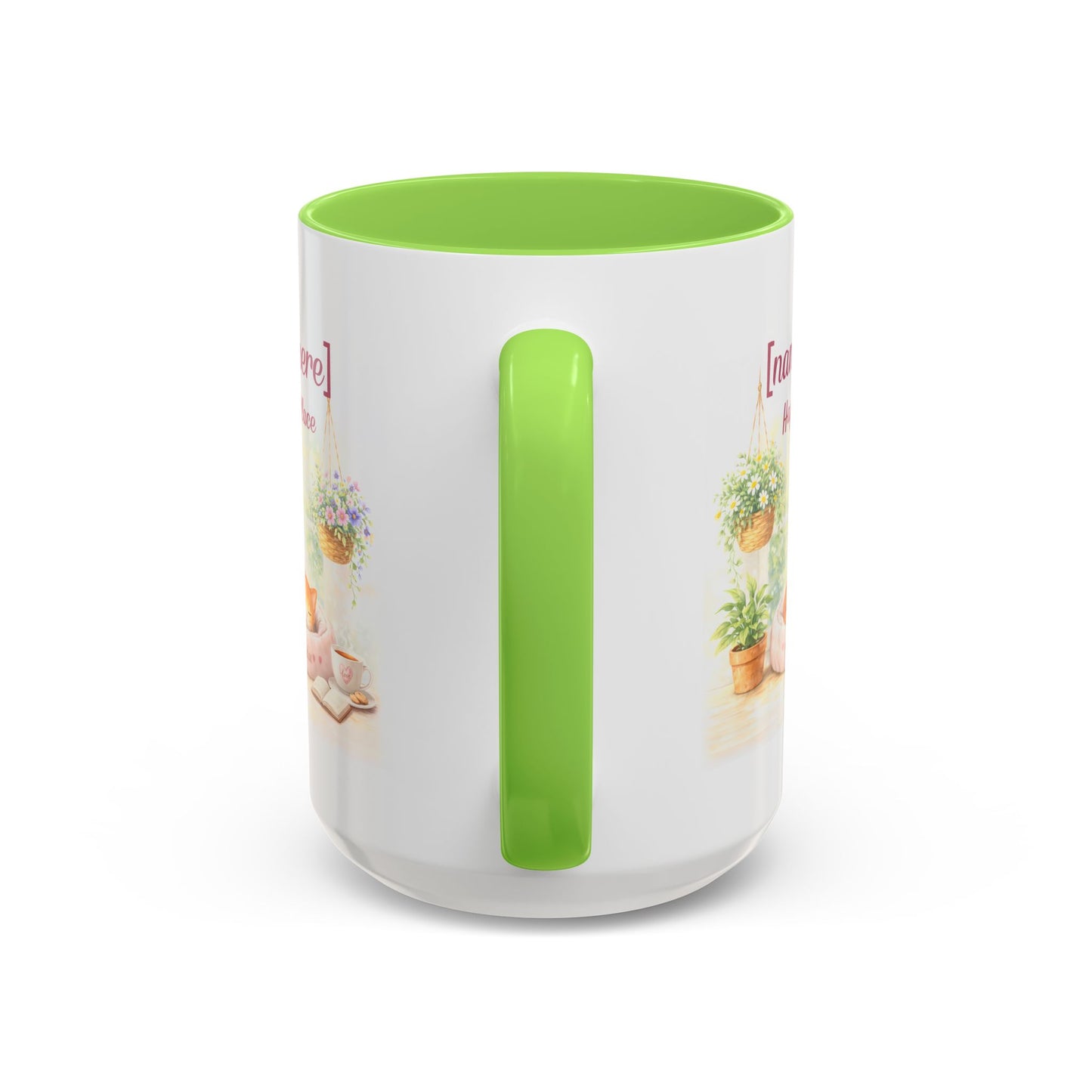 Personalized Name Cat Mug - Custom "Happy Place" Ceramic Mug for Cat Lovers